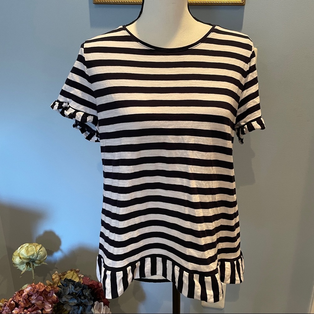 Talbots ladies striped ruffled peplum top in Medium